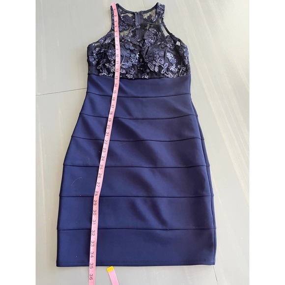 Cocktail/prom navy blue sequin and lace Women's size 3 - Picture 6 of 11